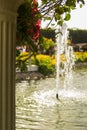 Background blurred fountain and pond in Dubai