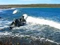 Background blurred landscape waves near the coast of the Rybachiy peninsula on the Barents Sea