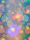 Background. Bokeh of bubbles or snow, stars, colorful vivid lights for celebrations or Holidays vibes. Celebrating.