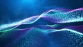 Background with bokeh and light effects. Glow gradient multicolor particles form lines, surfaces, string structures as Royalty Free Stock Photo