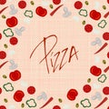 Background border frame with various pizza ingredients