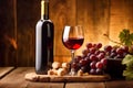 background bottle food wine winery taste beverage alcohol glass grape drink. Generative AI. Royalty Free Stock Photo