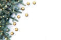 Background from branches of Christmas fir on a white isolated background. Royalty Free Stock Photo