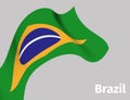 Background with Brazil wavy flag Royalty Free Stock Photo