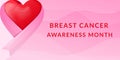 background breast cancer awareness with bow ribbon and heart on side