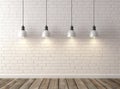 Background brick decoration display light design room floor interior blank white wall lamp art backdrop Royalty Free Stock Photo