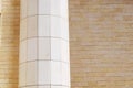 Background of brick pillar and wall texture cream and yellow color Royalty Free Stock Photo