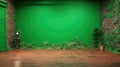 background brick wall green screen Royalty Free Stock Photo