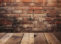 Background brick wall and wooden old floor Royalty Free Stock Photo