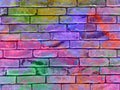 Background bricks wall. Pink, blue and other vibrant colors Royalty Free Stock Photo