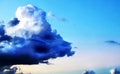 Background bright blue sky with one dark storm cloud Royalty Free Stock Photo