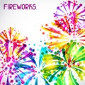 Background with bright colorful fireworks and Royalty Free Stock Photo