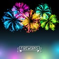 Background with bright colorful fireworks and Royalty Free Stock Photo