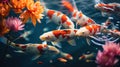 background with bright koi fish radiating a peaceful aura in oriental harmony