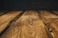 Background of brown old natural wood planks Dark aged empty rural room with tree floor pattern texture Closeup gold view surface Royalty Free Stock Photo