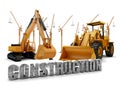 Background with bulldozer and loader