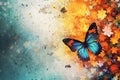 Background with butterflies, free space for text