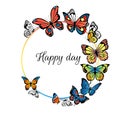 Background with butterflies. Placard or poster with illustrations of butterflies