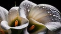 Background of Calla lily with raindrops created with generative AI technology Royalty Free Stock Photo