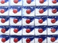 Background of capsules for dishwashers close-up