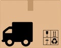 Background cardboard box with car icon