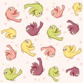 Background with cartoon color birds