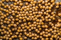 Background of chickpeas with soy sauce on parchment close-up