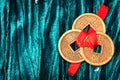 Background with Chinese lucky coins Royalty Free Stock Photo