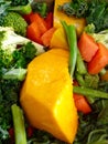 Background chopped peeled healthy nutritious fresh vegetables