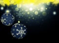 Background christmas ball blue stars black gold snow decorations blur illustration new year Royalty Free Stock Photo