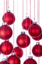 Background of Christmas balls over white with selective focus Royalty Free Stock Photo