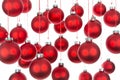 Background of Christmas balls over white with selective focus Royalty Free Stock Photo