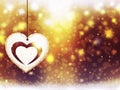 Background christmas blue gold yellow heart snow stars decorations blur illustration new year Royalty Free Stock Photo