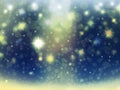 Background christmas gold blue yellow snow stars decorations blur illustration new year Royalty Free Stock Photo