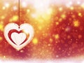 Background christmas gold yellow red heart snow stars decorations blur illustration new year Royalty Free Stock Photo