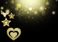 Background christmas stars black gold deer heart snow decorations blur illustration new year Royalty Free Stock Photo