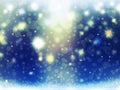 Background christmas blue gold yellow snow stars decorations blur illustration new year Royalty Free Stock Photo