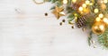 Background of Christmas decoration and glitters, copy space on side Royalty Free Stock Photo