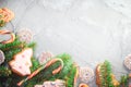 Background Christmas delicacies decorations space text