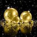 Background with Christmas golden baubles