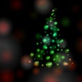 Christmas background with a tree of luminous balls