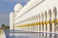 Background cityscape of white mosque in Abu Dhabi