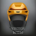 Background of Classic Orange Ice Hockey Helmet