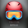 Background of Classic Ski helmet and snowboard Royalty Free Stock Photo