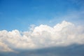 Background of the clear blue cerulean sky with big fluffy white cloud upon on it Royalty Free Stock Photo