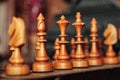 Background close-up chess pieces on chessboard game