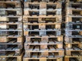 Background Close up of Piles of different types of pallet at a r