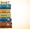 Background with closed old retro vintage suitcases