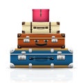 Background with closed old retro vintage suitcases