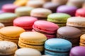 background closeup multicolored bright cakes macaroons selective focus